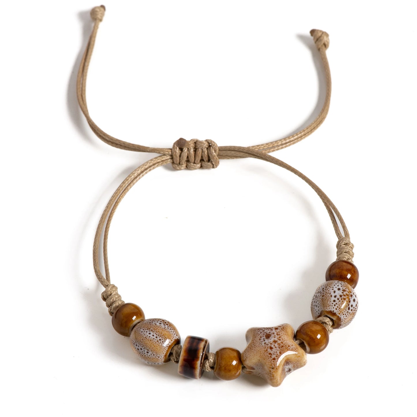 Handmade White Star Claw Ceramic Bracelet Adjustable Boho Ethnic Jewelry Unique Gift S02-027