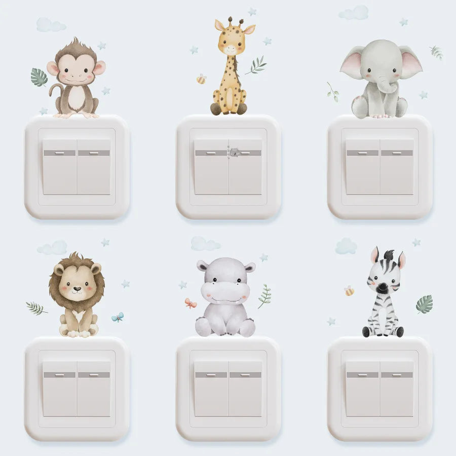 Cute Forest Animals Wall Stickers for Kids Rooms Children Boys Girls Baby Room Decoration Nursery Wallpaper Vinyl Elephant Lion