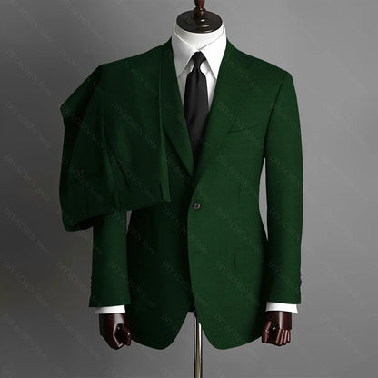 Fashion Gray Men Suits High-end Single Breasted Wedding Tuxedo Business Casual Office Male Suit Slim 2 Piece (Blazer+Pants)