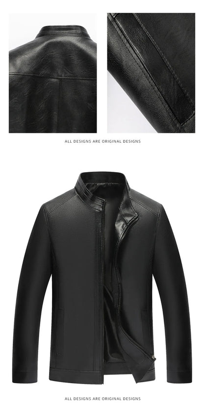 Winter Fur Leather Jacket Men Genuine Leather 2025 New Mandarin Collar Sheepskin Coat Male Leather Jacket Motorcycle Clothing