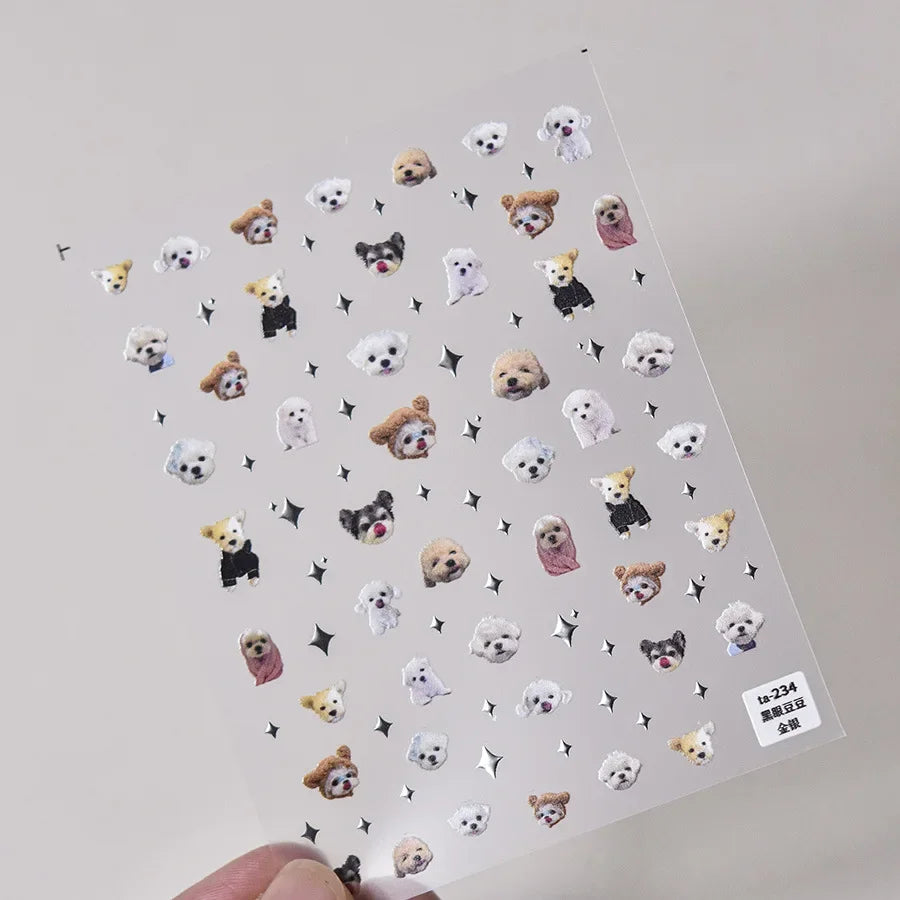Collage Text English Letter Musical Note Star Graffiti Colorful 5D Love Heart Bowknot Nail Art Sticker Adhesive Manicure Decals