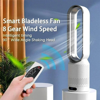 Cooling & Heating Bladeless Fan  Timer Remote Control 8 Wind Speed Home Silent Air Conditioner Heater LED Display