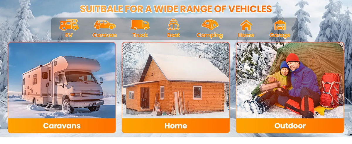 8KW 12V/220V All-in-One Diesel Heater, 0.16-0.52l/h, 8-36 ℃ Adjustable, LCD remove & Bluetooth APP, Portable for Camping RV