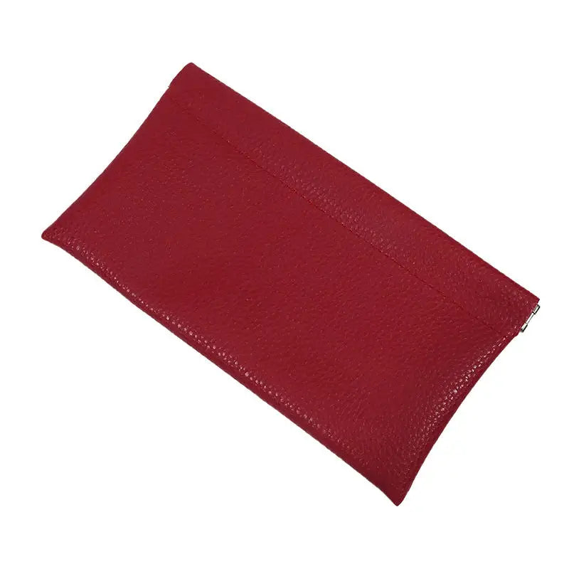 Self‑Closing Artificial Leather Long Wallet Passport Driver's License ID Holder Headphone Data Cable Storage Cash Pouch