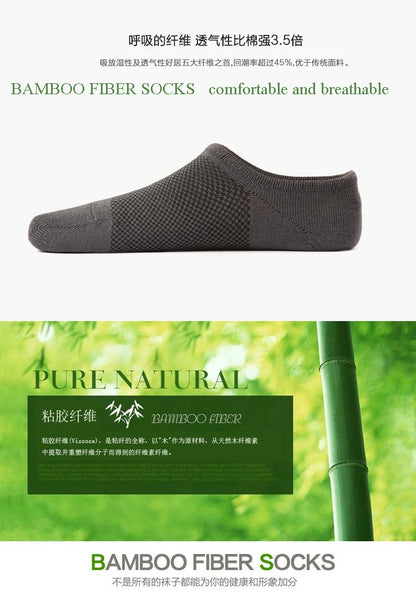 10Pairs Bamboo Socks Thin Summer Men's Invisible Socks Absorbent Deodorant Harajuku Bamboo Fiber Mesh Short Sock Black Plus Size