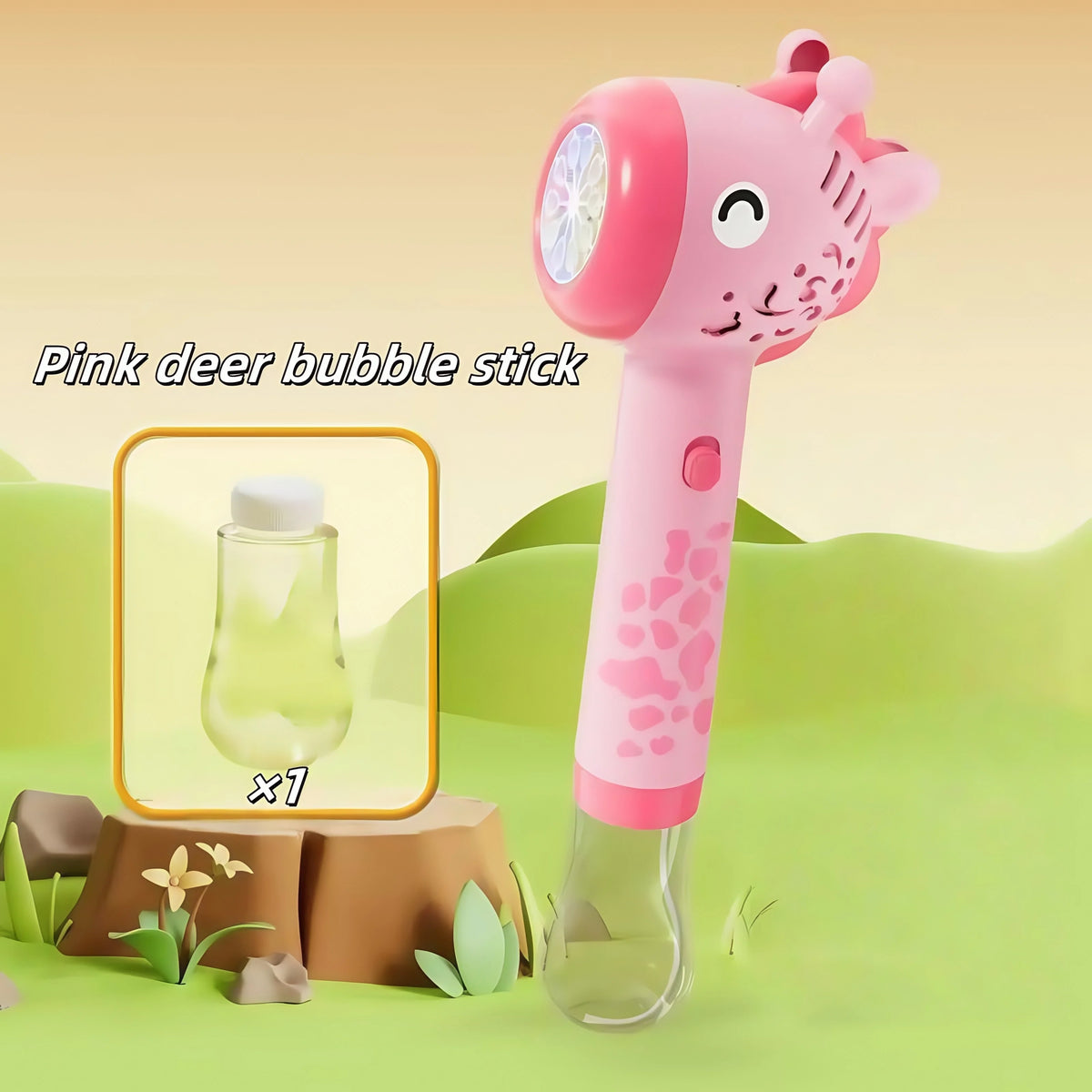 Cartoon Dinosaur Giraffe Bubble Blowing Machine for Children, Fully Automatic Handheld Bubble Stick, Luminous Bubble Toy