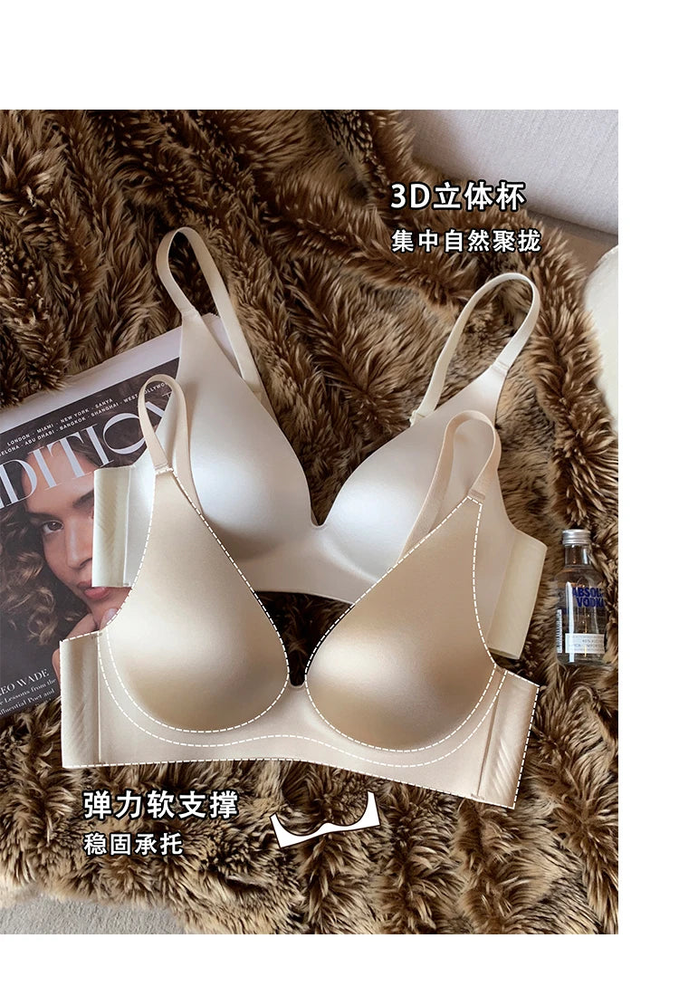 Satin Bralette Slip for Small Bust Women Seamless One Piece Wireless Support Anti Sagging Comfort Everyday S-XL MOYISU Sexy AB