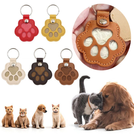 Dog Hair Collector Leather Keychain Pet Fur Storage Pendant Charm Memorial Keepsake Gift for Dogs Cats Lovely Portable Pet Tag