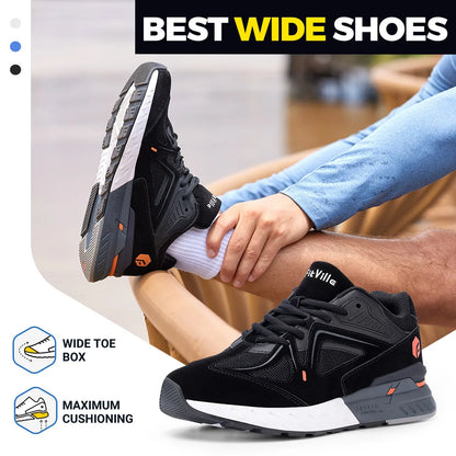 FitVille Men's Extra Wide Orthopedic Walking Shoes, Arch Support Lightweight Non Slip Running Sneakers, Pain Relief Footwear for Flat Feet, Plantar Fasciitis & Severe Heel Pain