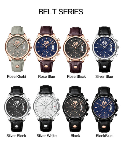 POEDAGAR Luxury Man Wristwatch Chronograph Date Waterproof Leather Men Watch Casual Quartz Men's Watches Sports Male Clock Reloj