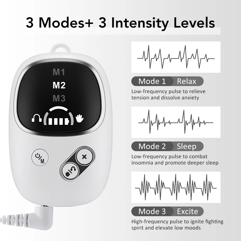 Handheld CES Sleep Aid Device for Insomnia Palm Pulse Massager Ear Clip Insomnia Anxiety Pulse CES Therapy Device Anxiety Relief