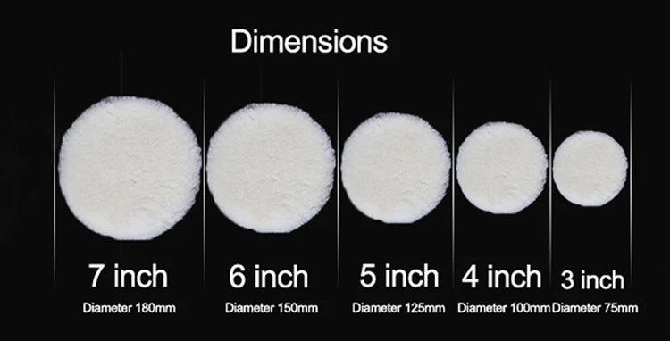 5Pcs Wool Car Polishing Pad Set For Polisher Machine Waxing Polishing Buffing Auto Paint Care Polisher Pads 3/4/5/6/7 Inch