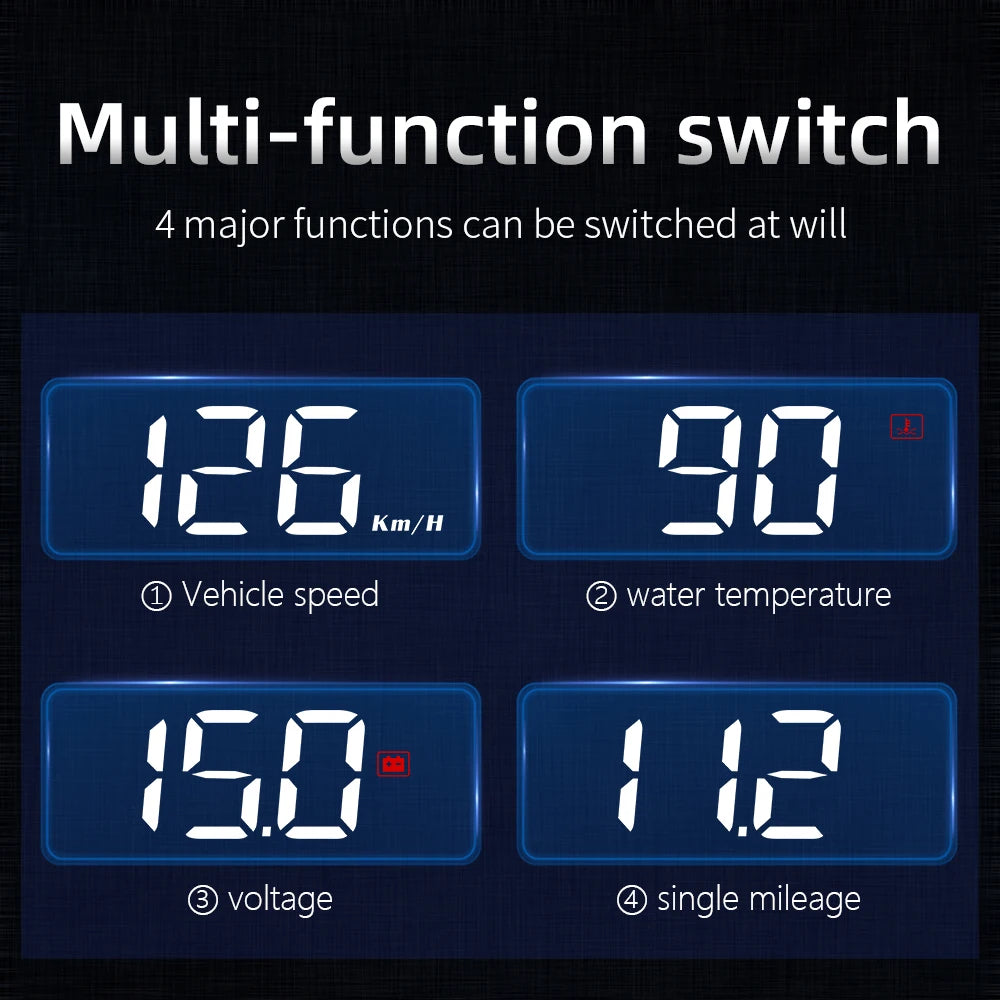 M3 HUD Obd2 Display On-board Computer Car Head-up display Windshield Big Font projection E-OBD and GPS Suitable for All Cars M1