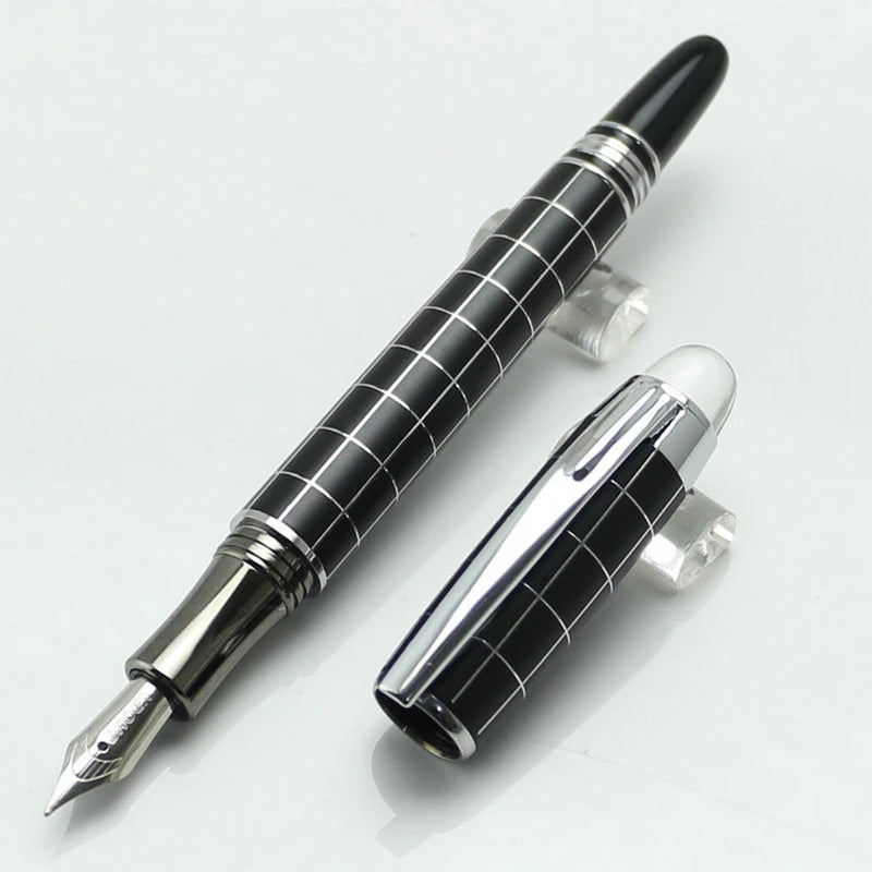 Baoer 79 Rollerball /Ballpoint Pen  Black Matte Silver Line Rotating Crystal Cover Office School Supplies Writing