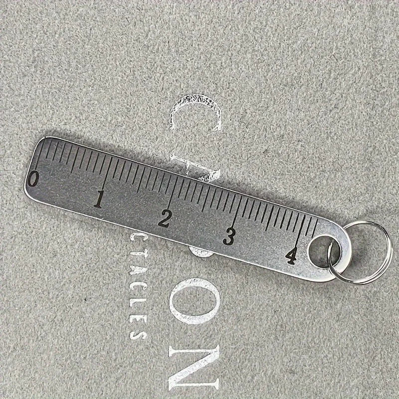 stainless steel mini ruler with keychain - measuring tool for office and school supplies
