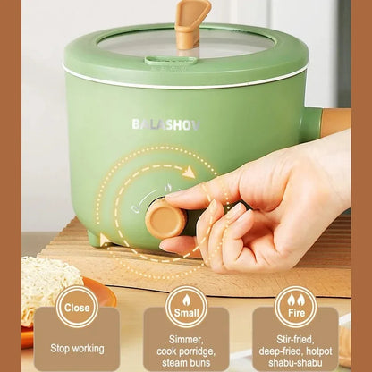 1.8L Mini Portable Electric Rice Cooker Non-Stick Inner Pot Multifunctional Rice Cooker Auto Keep Warm, Compact Space Saving Multi Cooking Pot for Rice Porridge Soup Noodles, Household Dorm Office Travel Kitchen Appliance for