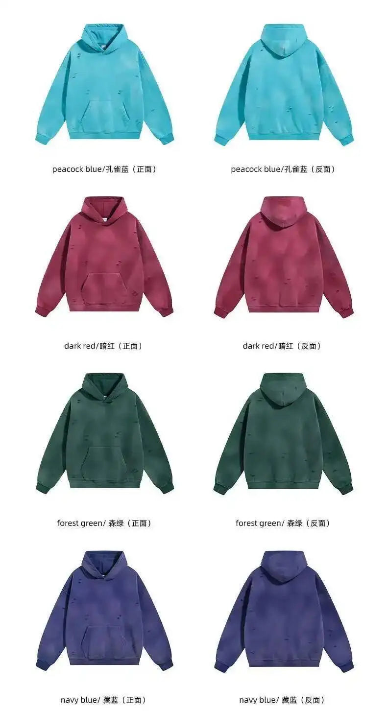 IEFB Washed Male Set Sweatshirt Sweatpants Splash-ink White Spray Dye Velvet Hoodies Autumn Spring New Trendy Male Wear 9W125