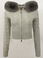 Fashion Natural Fox Fur Collar with Knitted Sweater Women Casual Sweater 2025 New Spring Autumn Slim Fit Elastic Oversized Coat