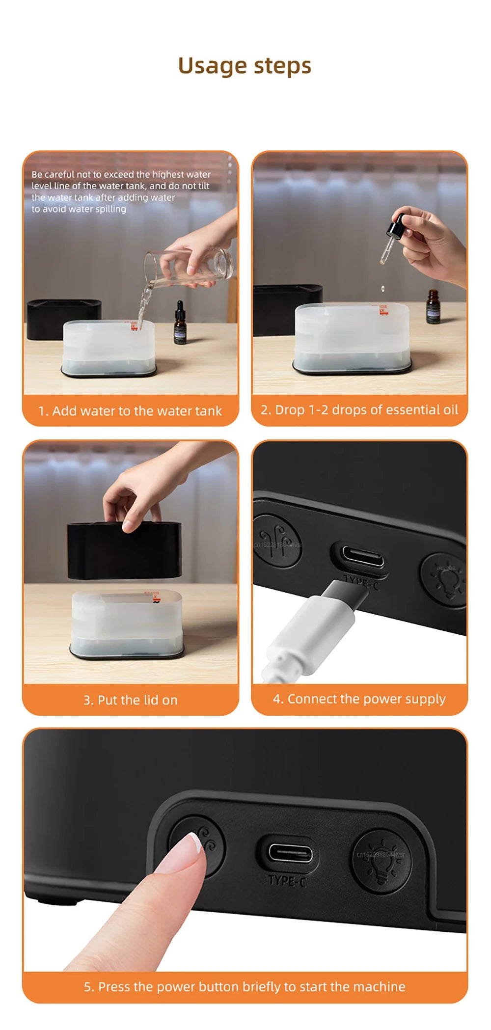 Air Humidifier Essential Oils Diffuser Flame Aroma Humidifier Home Automatic Fragrance Mist Maker With RGB Light