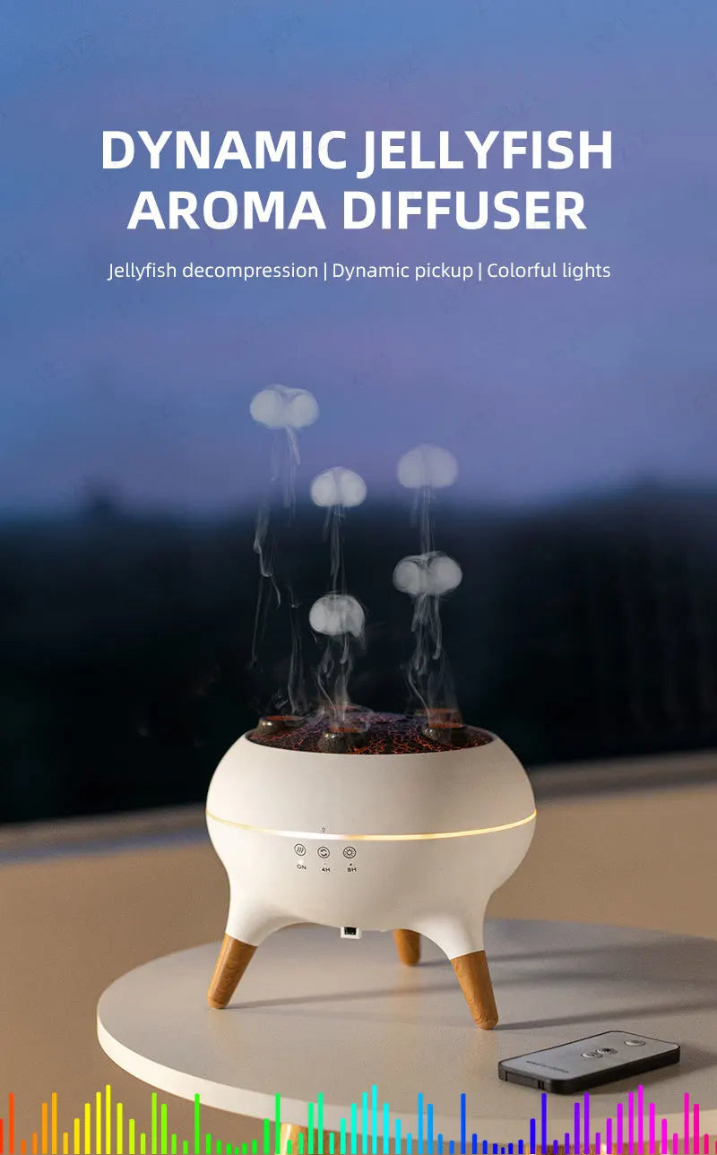 Dynamic Rainbow Jellyfish Essential Oil Fragrance Machine 250ml Essential Oil Diffuser Ultrasonic Porous Atomization Humidifier