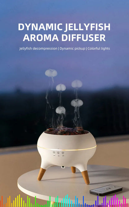Dynamic Rainbow Jellyfish Essential Oil Fragrance Machine 250ml Essential Oil Diffuser Ultrasonic Porous Atomization Humidifier