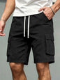 2026 Men's loose linen straight-leg pants, casual multi-pocket work shorts, high-end men's shorts, drawstring daily work shorts