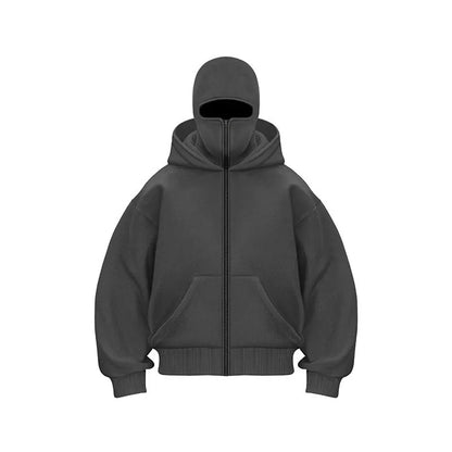 Men and Women Balaclava Y2K Gothic Harajuku Winter New Item Double Hooded Sweatshirt Men's Hooded Mask Zipper Sportswear