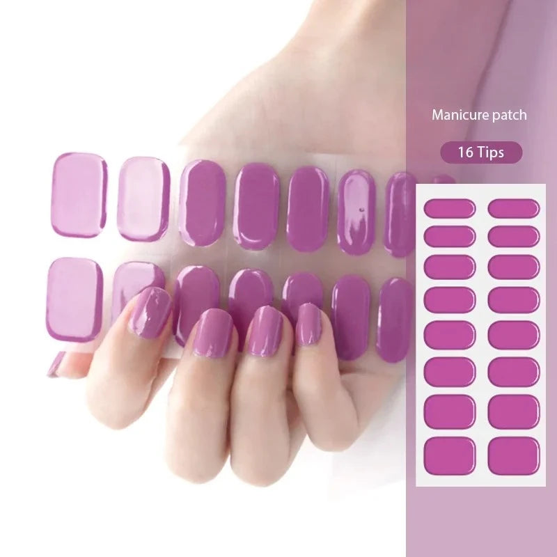 16/22 Tips Semi Cured Gel Nail Stickers for UV Lamp Designer Adhesive Nail Gel Wraps DIY Long-lasting  Nail Decoration