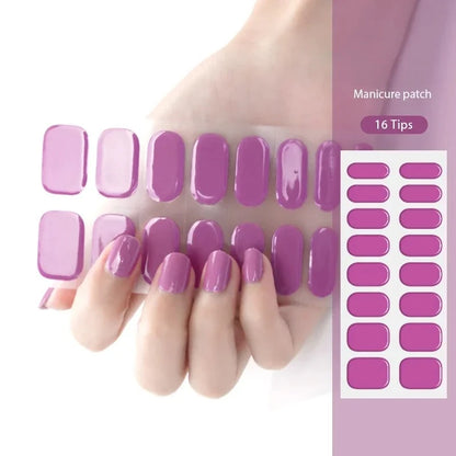 16/22 Tips Semi Cured Gel Nail Stickers for UV Lamp Designer Adhesive Nail Gel Wraps DIY Long-lasting  Nail Decoration