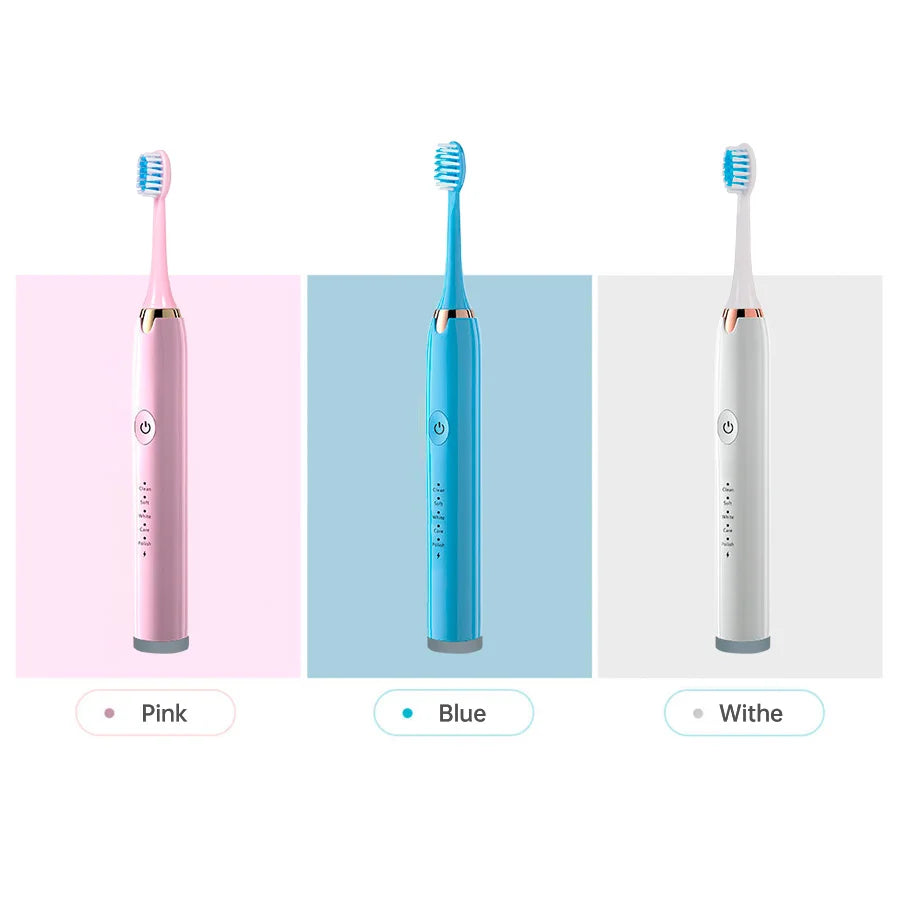 Tongwode Electric Sonic Toothbrush USB Rechargeable Waterproof Electronic Ultrasonic Whitening Tooth Brushes Replacement Heads