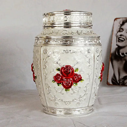 Pet Memorial Keepsake Container for Ashes Tea Canister Coffin Box for Human Ashes Metal Cremation Animal Urn Funeral Home Decor