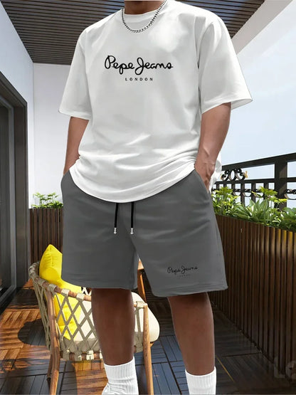 Men's Two-piece Sportswear Short Sleeved T-shirt and Pants Set Running and Fitness Sportswear 2026 Summer Big Discount