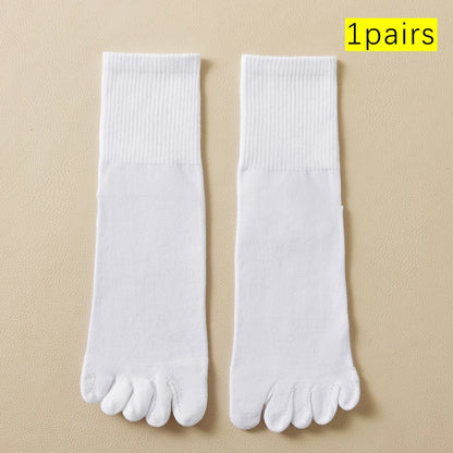 Hot Sale Men's Cotton Toe Socks Moisture-Wicking Odor Control Seamless Toe Design Long Crew Socks for Sports Daily Wear