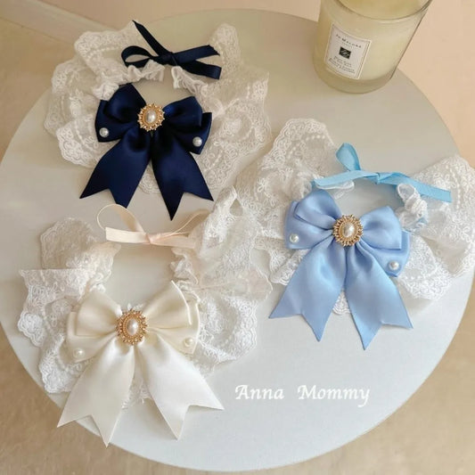 Fashion Adjustable Cat Lace Bow Bib Sweet Decorative Dog Collar Adorable Dress Up Cat Scarf Pet Supplies