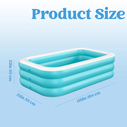 Sloosh 130 x 72 x 22 inches Inflatable pool for adults with seats durable and thick above ground for backyard garden lawn party