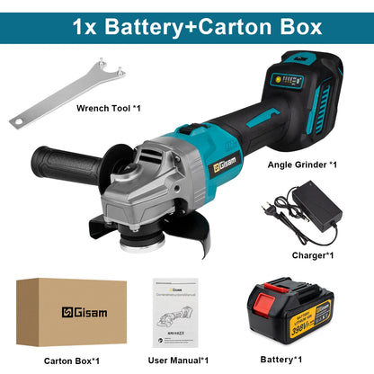 125mm 7 Gears Brushless Angle Grinder Polishing Cutting Machine Electric Angle Grinder Power Tool for Makita 18V Battery Pins