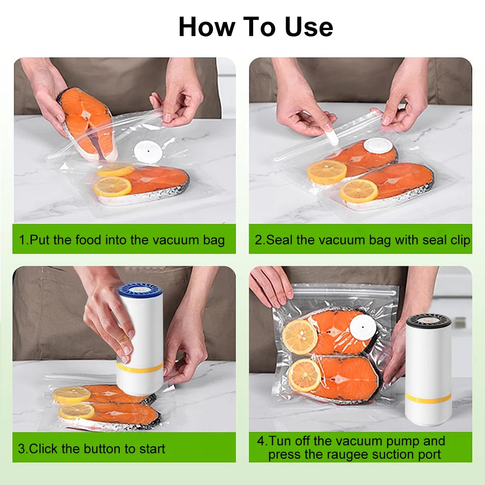 Mini Vacuum Sealer Electric Air Pump for Food Fresh-Keeping Rechargeable Vacuum Bag Sealer Automatic Vacuum Compression Machine