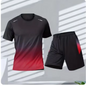 Summer Fitness Men Running Short Sleeve T-Shirt +Shorts Two Piece Set Sportswear Casual Fitness Sports Quick-drying Sets S-4XL