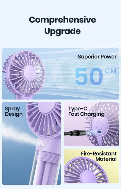 TOPK Mini Portable Fan with Water Mist,2000mAh Capacity& Humidifying Function for Summer Personal Electric Fan USB fans for Room