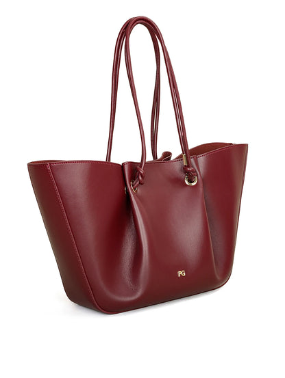 PG Women Pebbled Leather Tote Bag Large Capacity Fashion Shoulder Top Handle Handbag Elegant Daily Work