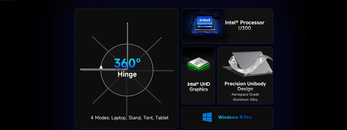 CHUWI MiniBook X Laptop Tablet PC 2 In 1 16GB 512G SSD Intel U300/N150 10.51 Inch FHD IPS Screen 1920*1200 Windows 11 Notebook