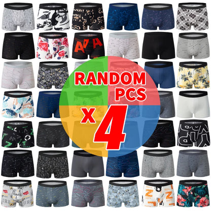 4/10piece Men's European And American Size Printed Fashionable Underwear Comfortable Plus Size Boxer Shorts Casual Sports Shorts