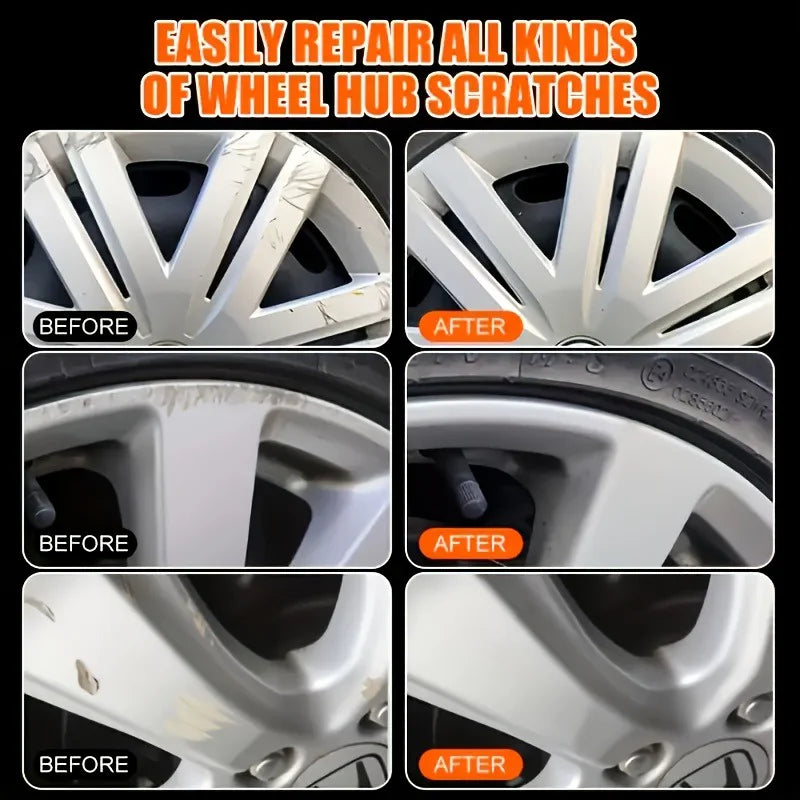 Car Wheel Rim Scratch Refurbishment Paste, Tire Rim Scratch Paint Repair Paste - Black and White Silver Aluminum Alloy Rim Elect