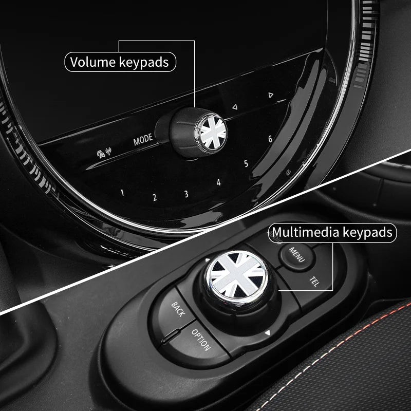 Central Control Volume Multimedia Button Knob Sticker for MINI Cooper F55 F56 F57 F60 Countryman Leather Car Interior Styling