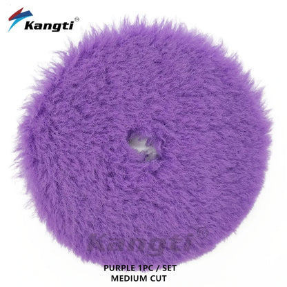 Kangti 5"(125mm)/6"(150mm) High Density Lambs Wool Polishing Pad for Car Waxing Buffing Finishing