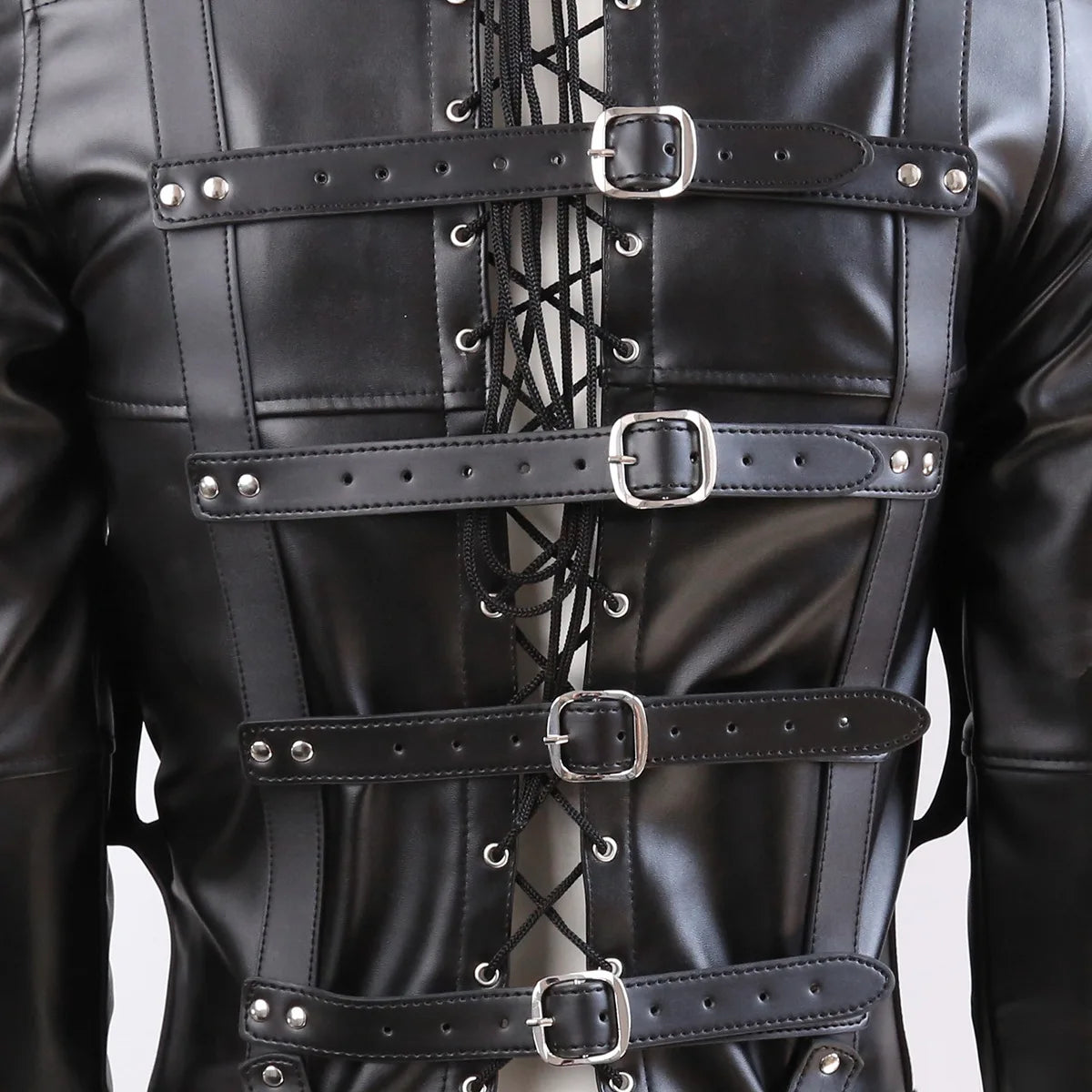 PU Leather Straitjacket BDSM Bondage Body Harness Adult Game Straight Jacket Halloween Armbinder Sex Toys For Women Men