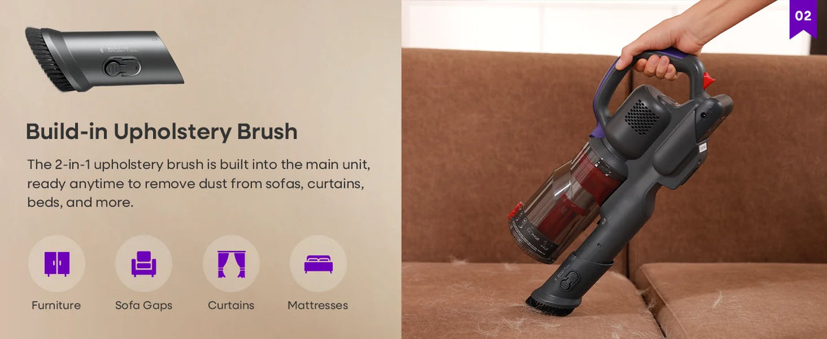 Erabros EV3 Cordless Vacuum Cleaner 500w 60Kpa Suction Power 60mins Cordless Vacuum Handheld Smart Home Dust Mug 3 Suction Model