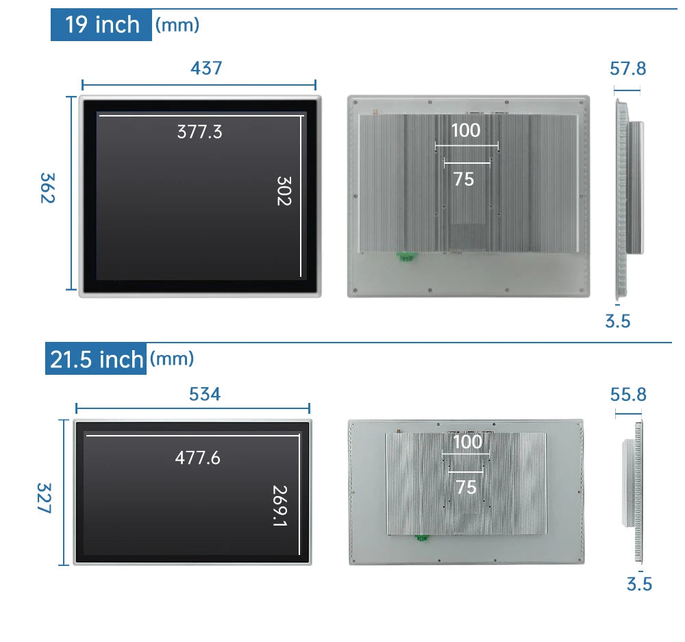 15-23.8 Inch Industrial Touch Screen Panel Pc Aluminum Case Embedded Front Ip65 All In One Industrial Panel Pc