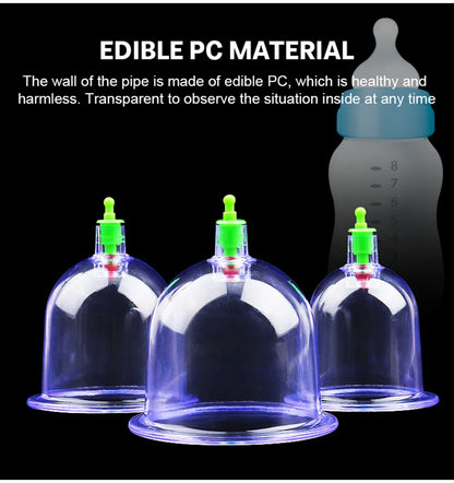 6-Piece Suction Cup Set with Hand Pump – Vacuum Cupping Tool for Back & Body Use