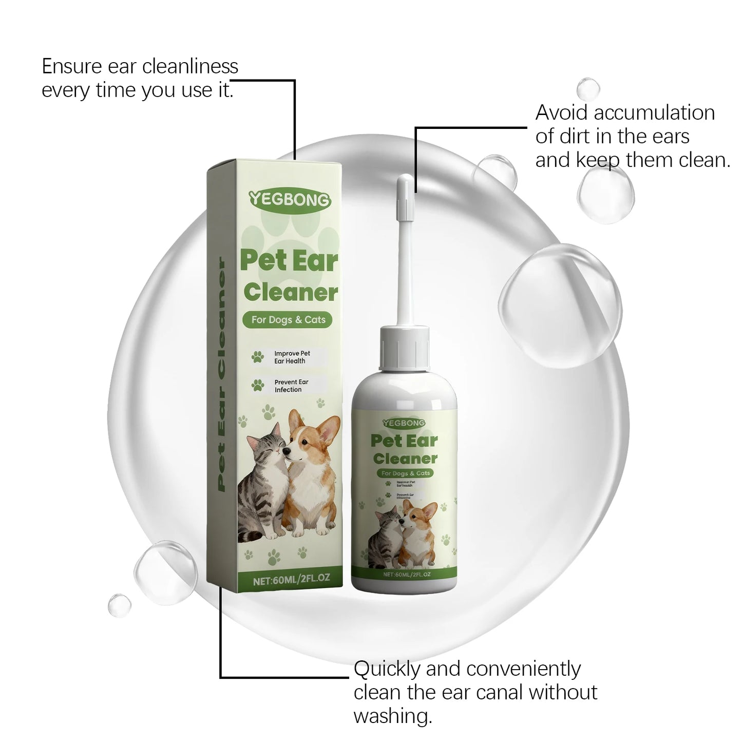 Pet Care Ear Drops Gently Cleaning Earwax Eliminating Odors Reducing Mite Infection Relieve Itching and Discomfort Pet Ear Fluid